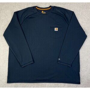 Carhartt Force Relaxed Fit Pocket T-Shirt Men's 2XL Blue Long Sleeve Work Tee